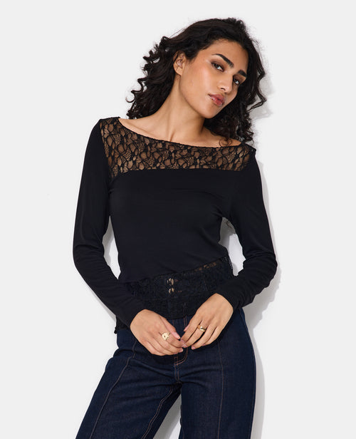 T-shirt asymétrique manches longues avec dentelle - PIMKIE - 5