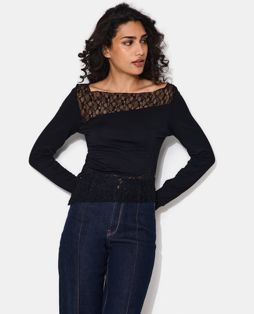 T-shirt asymétrique manches longues avec dentelle - PIMKIE - 7