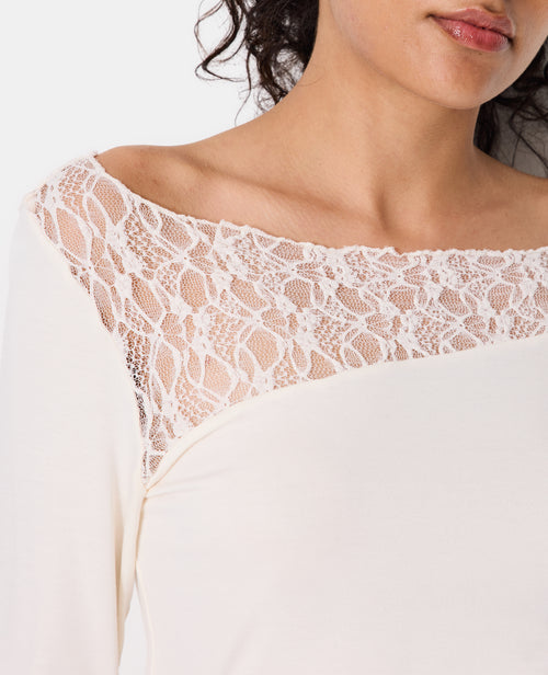 T-shirt asymétrique manches longues avec dentelle - PIMKIE - 2