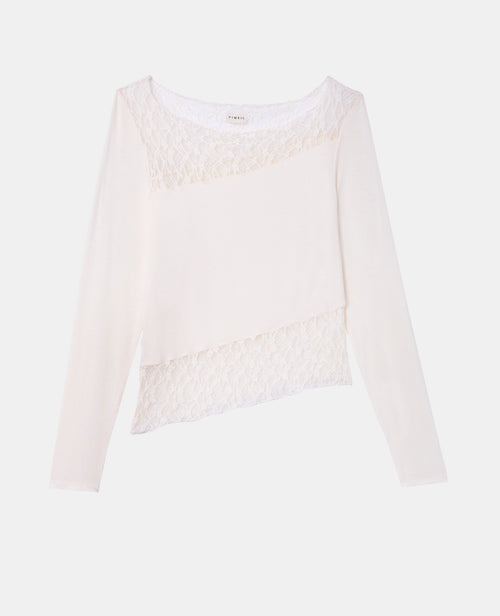 T-shirt asymétrique manches longues avec dentelle - PIMKIE - 4