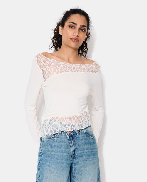 T-shirt asymétrique manches longues avec dentelle - PIMKIE - 5