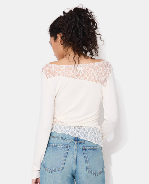 T-shirt asymétrique manches longues avec dentelle - PIMKIE - 6