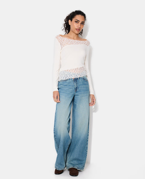 T-shirt asymétrique manches longues avec dentelle - PIMKIE - 1