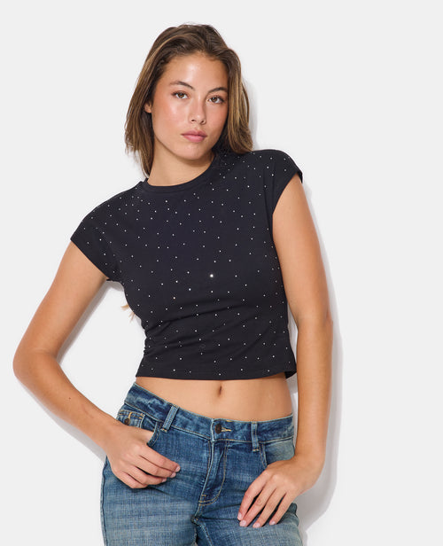 T-shirt sans manches avec strass en all over - PIMKIE - 1