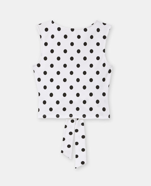Top ouverture dos motif pois avec nœud - PIMKIE - 4