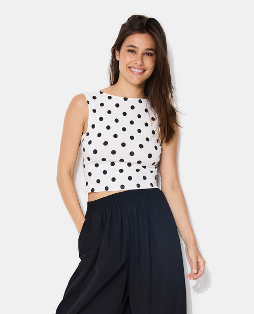 Top ouverture dos motif pois avec nœud - PIMKIE - 5