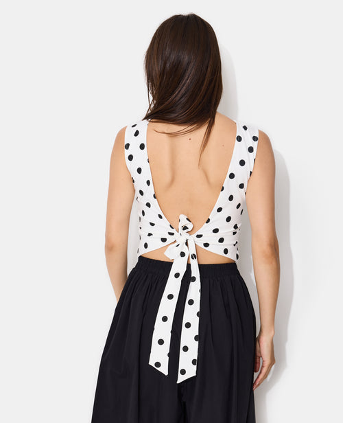 Top ouverture dos motif pois avec nœud - PIMKIE - 6