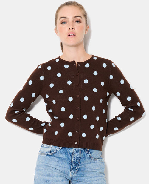 Gilet col rond à pois - PIMKIE - 1