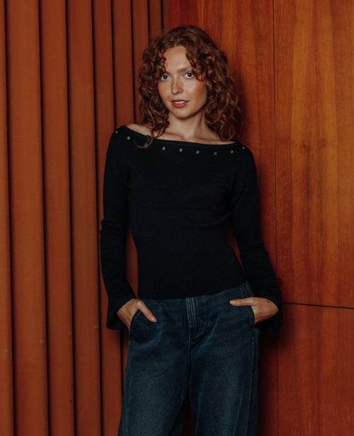 Pull avec œillets et manches flare - PIMKIE - 1