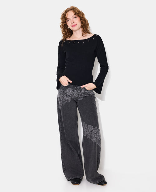 Pull avec œillets et manches flare - PIMKIE - 3