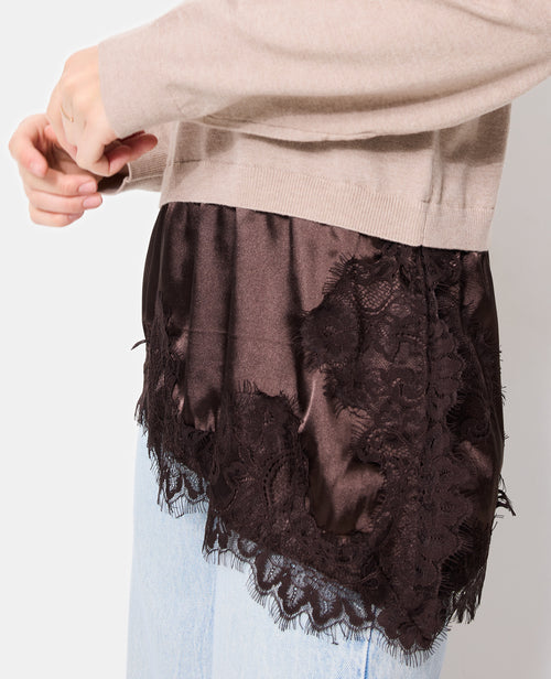 Pull 2 en 1 effet superposition avec satin et dentelle - PIMKIE - 2
