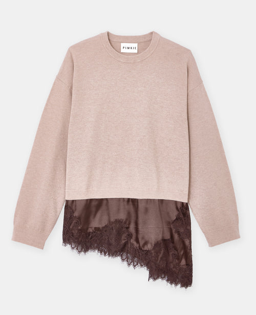 Pull 2 en 1 effet superposition avec satin et dentelle - PIMKIE - 4
