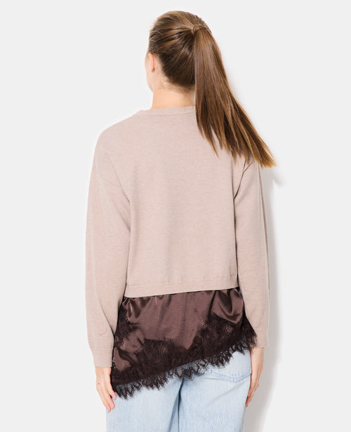 Pull 2 en 1 effet superposition avec satin et dentelle - PIMKIE - 6