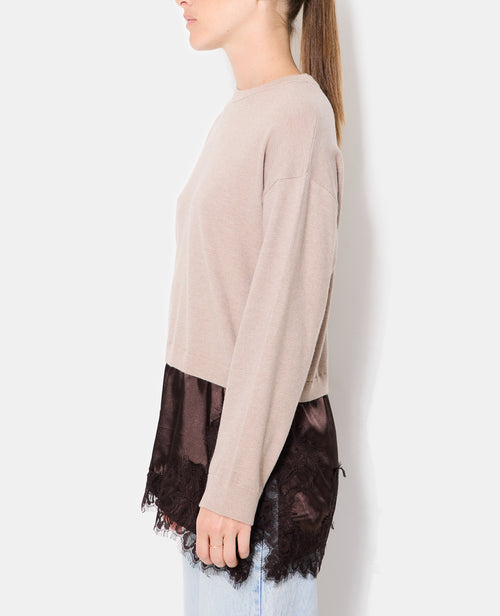 Pull 2 en 1 effet superposition avec satin et dentelle - PIMKIE - 1