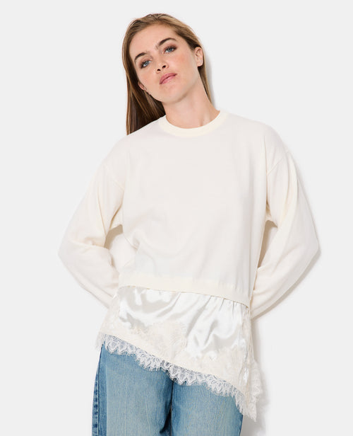 Pull 2 en 1 effet superposition avec satin et dentelle - PIMKIE - 1