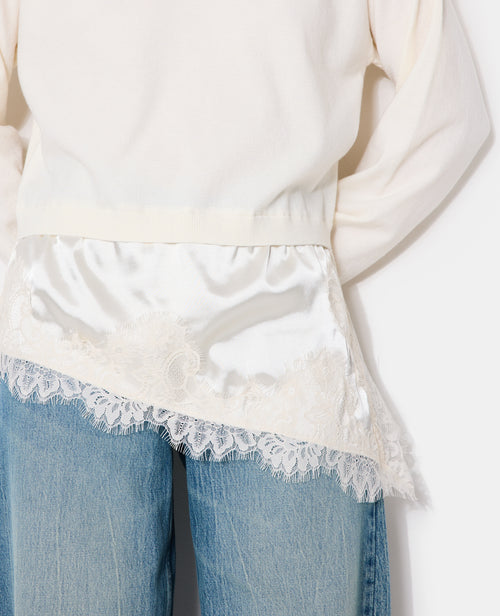 Pull 2 en 1 effet superposition avec satin et dentelle - PIMKIE - 2