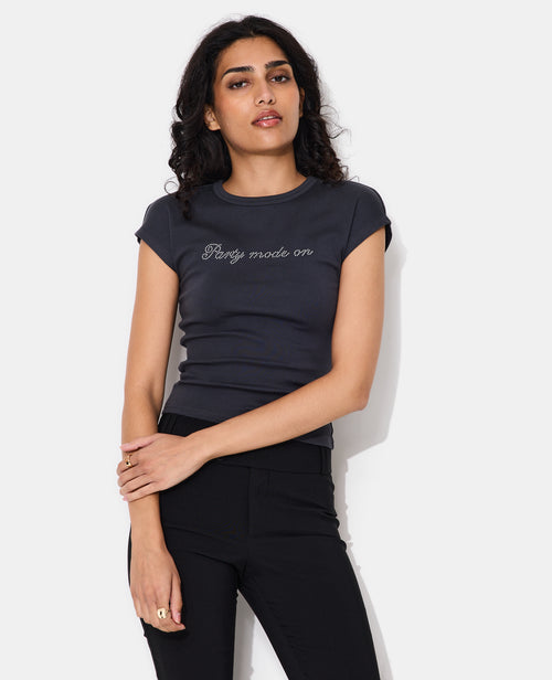 T-shirt ajusté avec message en strass - PIMKIE - 1