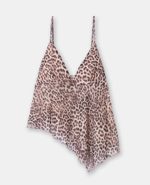 Top asymétrique en résille motif léopard - PIMKIE - 4