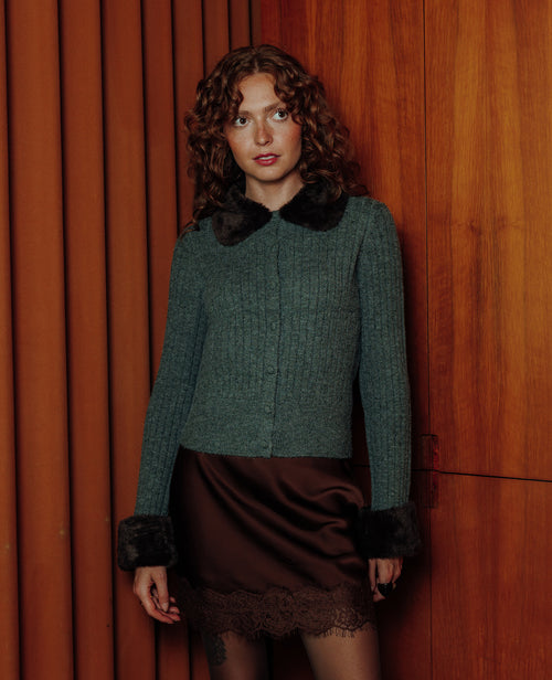Gilet maille côtelée avec fourrure - PIMKIE - 1