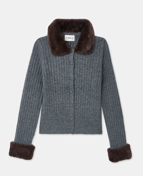 Gilet maille côtelée avec fourrure - PIMKIE - 4