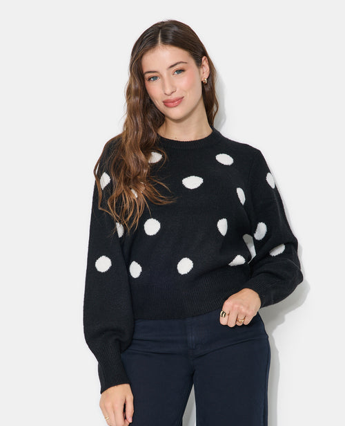 Pull col rond motif pois - PIMKIE - 1