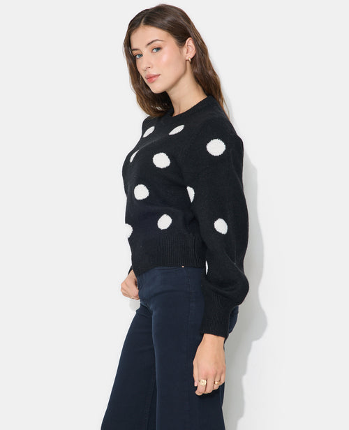 Pull col rond motif pois - PIMKIE - 1