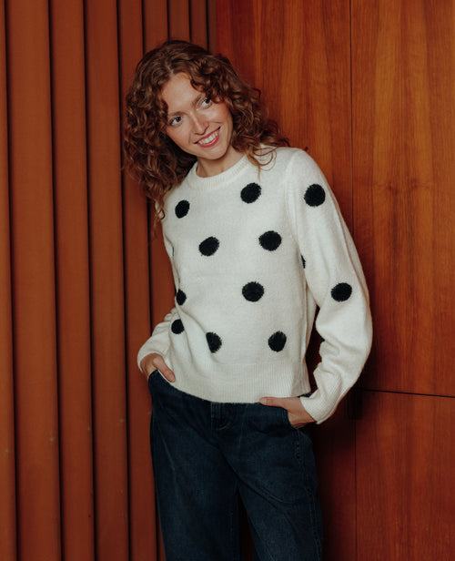 Pull col rond motif pois - PIMKIE - 1
