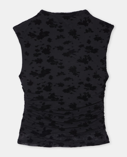 Top en résille avec flocage fleurs velours - PIMKIE - 4