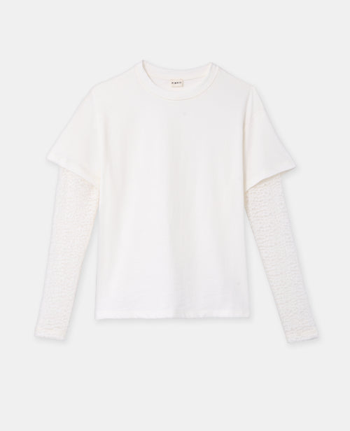 T-shirt effet superposition manches dentelle - PIMKIE - 4