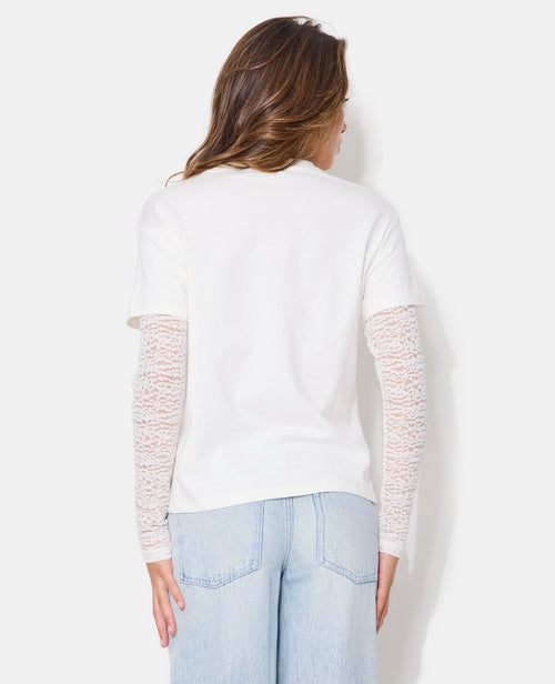 T-shirt effet superposition manches dentelle - PIMKIE - 6