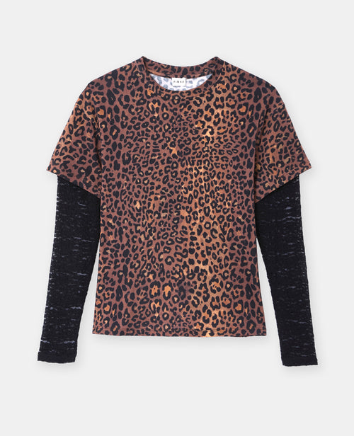 T-shirt léopard effet superposition manches dentelle - PIMKIE - 4