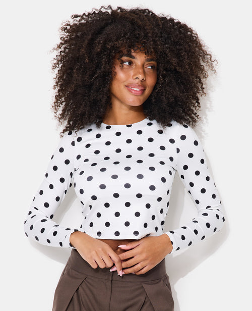 T-shirt ajusté manches longues motif pois - PIMKIE - 1
