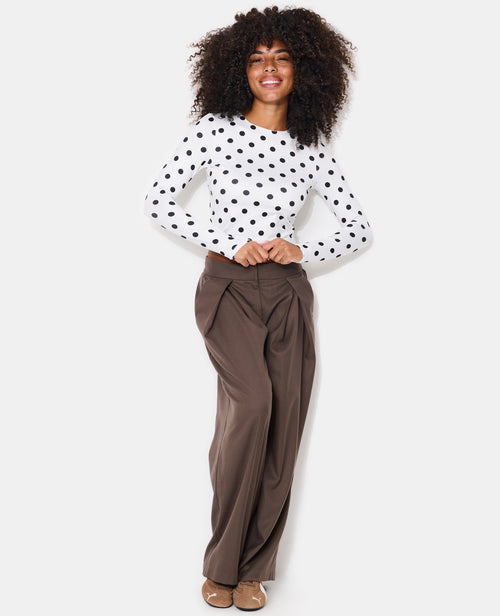 T-shirt ajusté manches longues motif pois - PIMKIE - 3