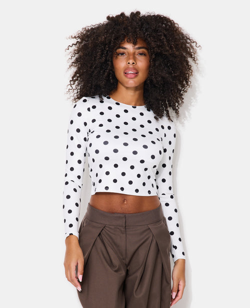 T-shirt ajusté manches longues motif pois - PIMKIE - 5
