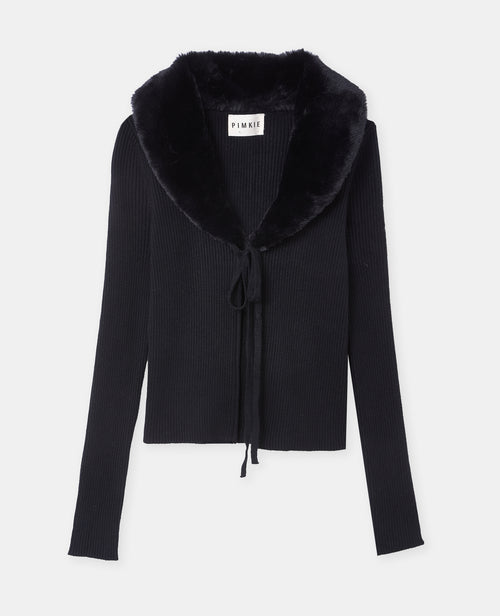 Gilet maille côtelée avec col fausse fourrure - PIMKIE - 4