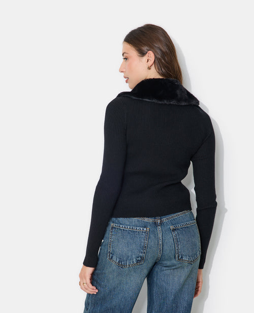 Gilet maille côtelée avec col fausse fourrure - PIMKIE - 6