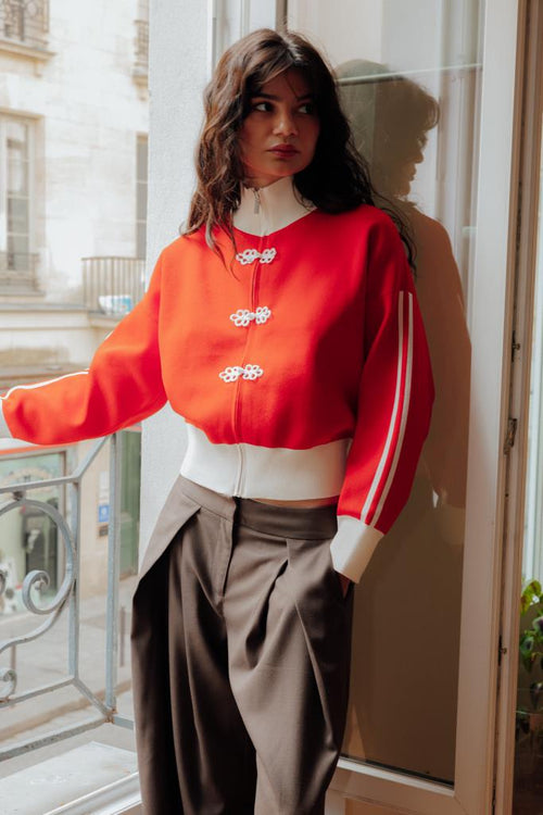 Gilet zippé en maille serrée esprit asiatique - PIMKIE - 2