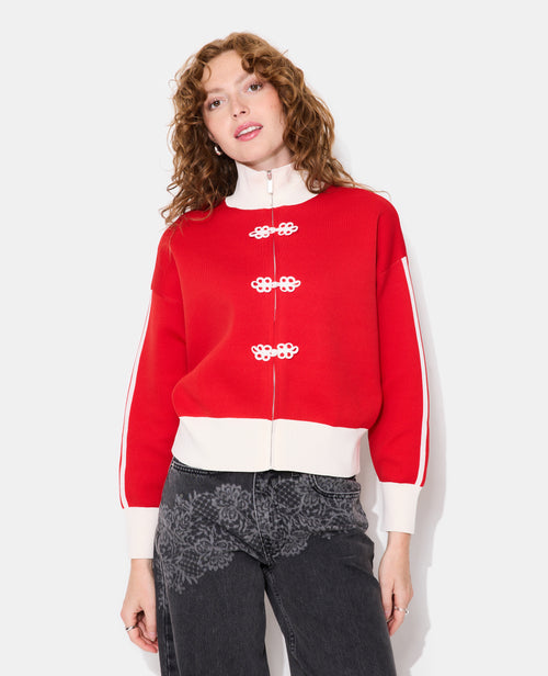 Gilet zippé en maille serrée esprit asiatique - PIMKIE - 5