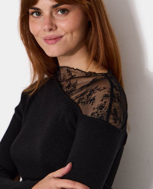 Pull asymétrique avec dentelle - PIMKIE - 2