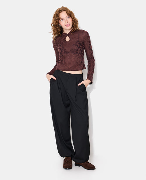 Top jacquard effet dentelle avec fleurs - PIMKIE - 3