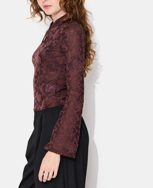 Top jacquard effet dentelle avec fleurs - PIMKIE - 1