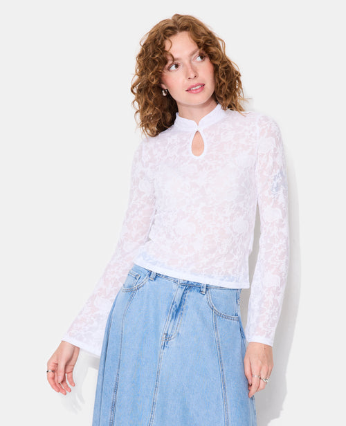 Top jacquard effet dentelle avec fleurs - PIMKIE - 1