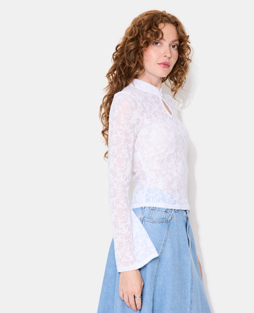 Top jacquard effet dentelle avec fleurs - PIMKIE - 5