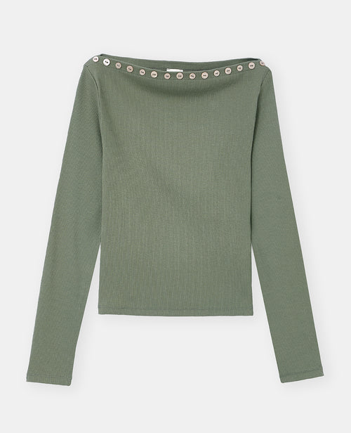 T-shirt manches longues col bateau avec boutons - PIMKIE - 4