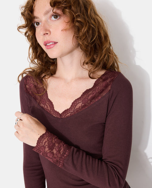 T-shirt manches longues avec dentelle - PIMKIE - 2