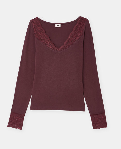 T-shirt manches longues avec dentelle - PIMKIE - 4