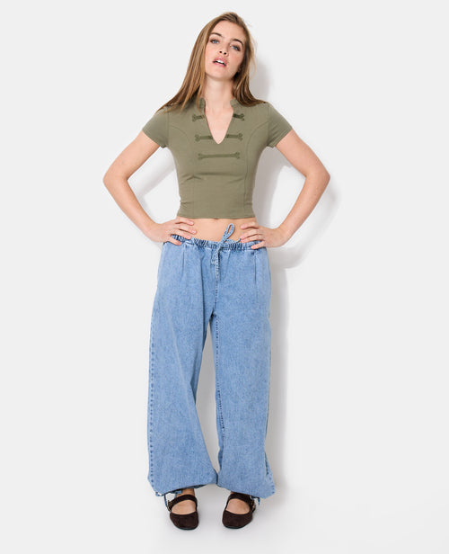 T-shirt court esprit asie avec col mao - PIMKIE - 3