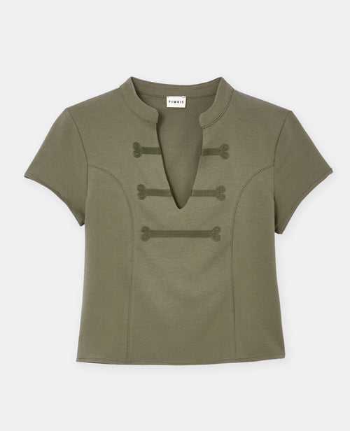 T-shirt court esprit asie avec col mao - PIMKIE - 4