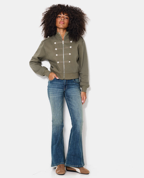 Sweat zippé esprit veste officier avec boutons - PIMKIE - 3