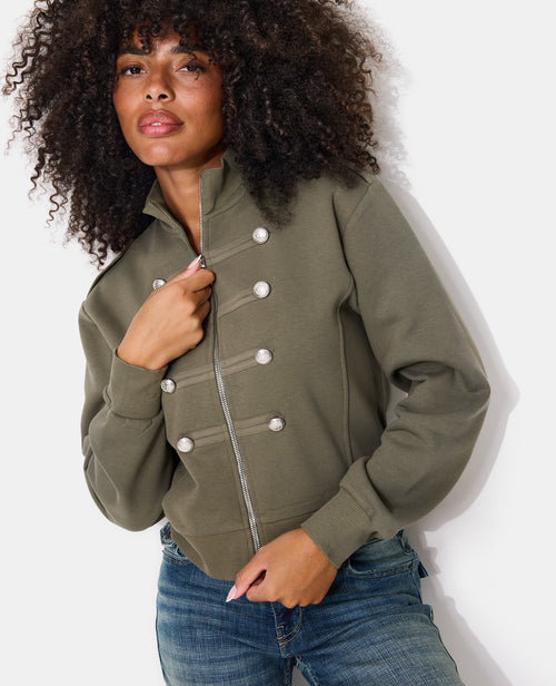 Sweat zippé esprit veste officier avec boutons - PIMKIE - 5